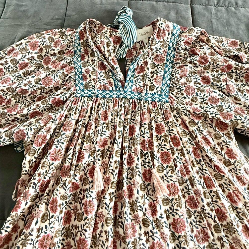 Cleobella Women’s Bohemian Magdalena Sunset Mini Dress With Tie Belt Size Large - Picture 8 of 9